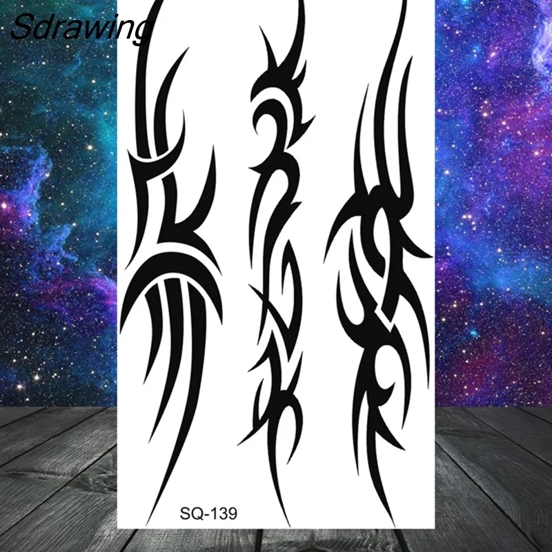 Sdrawing Tribal Anchor Scorpion Dragon Thorns Temporary Tattoos For Women Men Kids Cross Tatoo Butterfly Skull Fake Tattoo Small