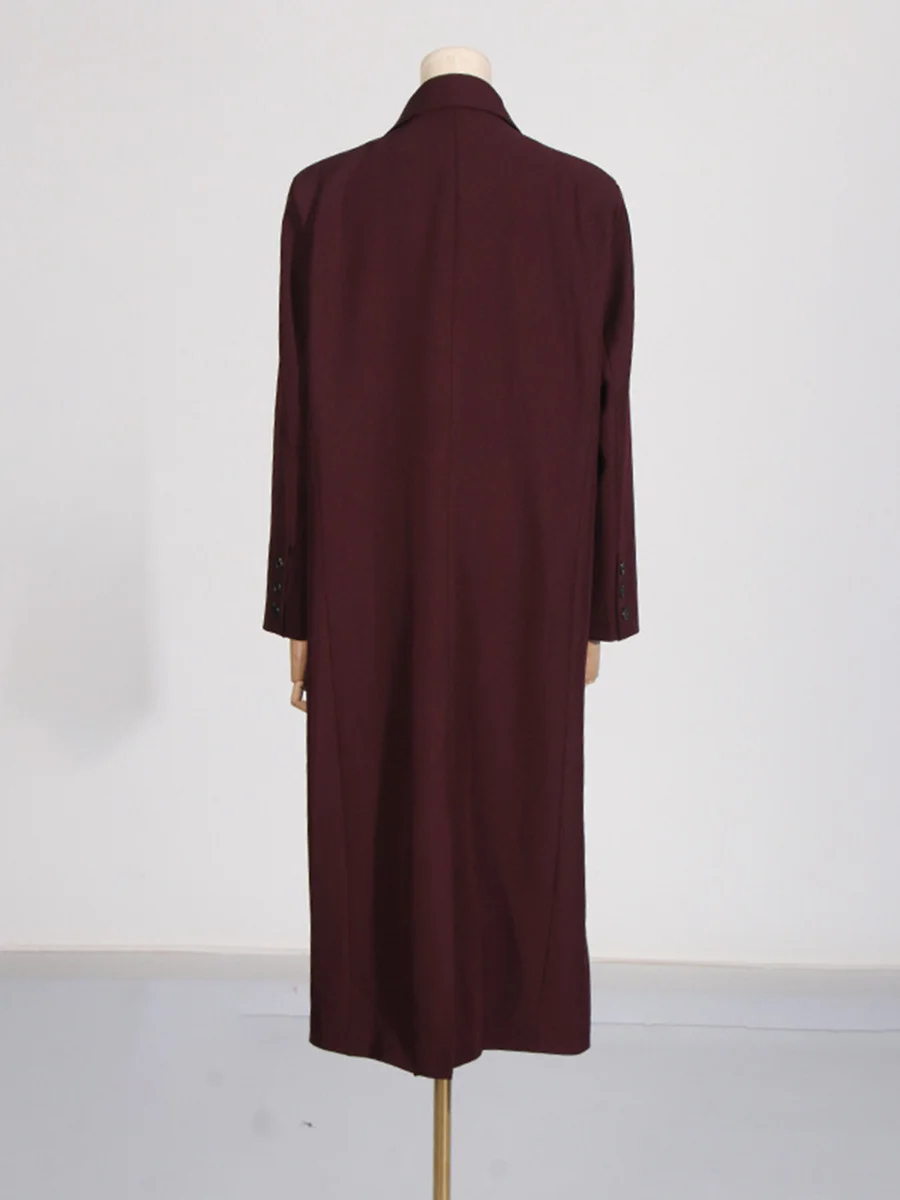 Toloer Toloer Temperament Windbreaker Coat Female 2024 Autumn New Casual Wind Pure Color Versatile Senior Sense Long Coat Female-Outfit Ideas