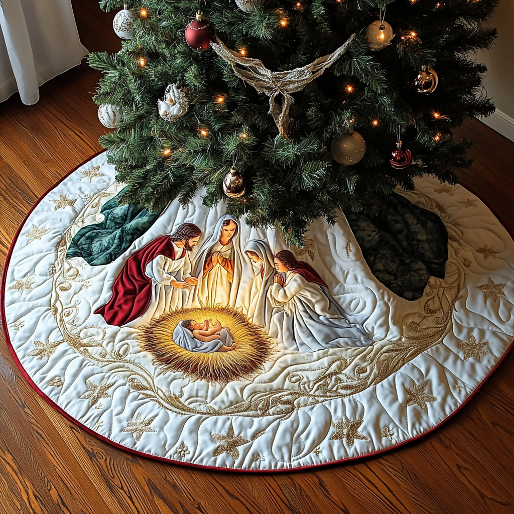 Holy Infant Christmas Quilted Tree Skirt NCU0DV1295