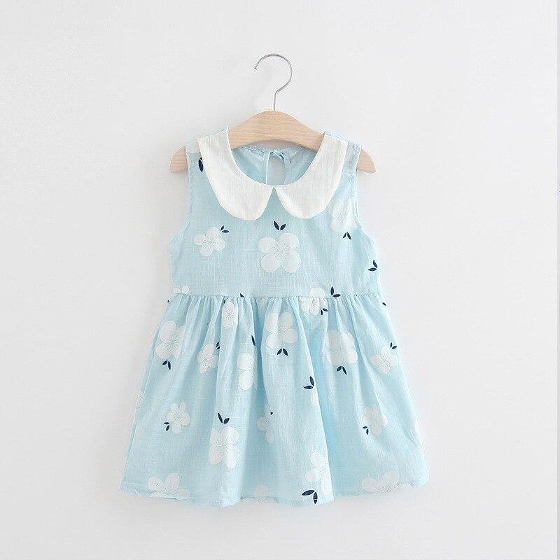New Summer Girls Sleeveless Dress Kids Dresses Clothes Girl Turn Down Collar Princess Dress 1 2 3 4 5 6 Years Children Clothing