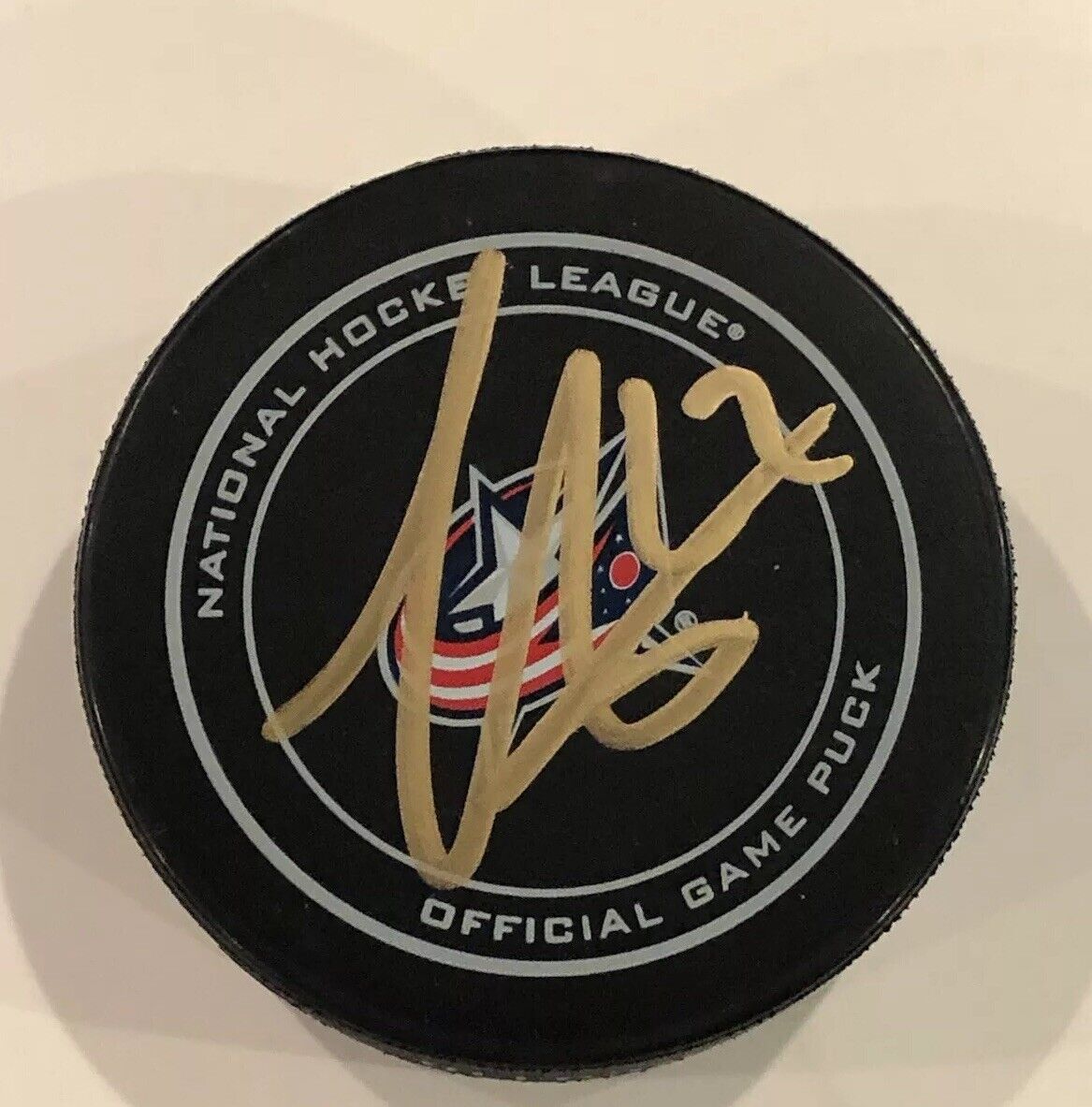 SONNY MILANO AUTOGRAPH Columbus Blue Jackets Official Game Puck signed CBJ