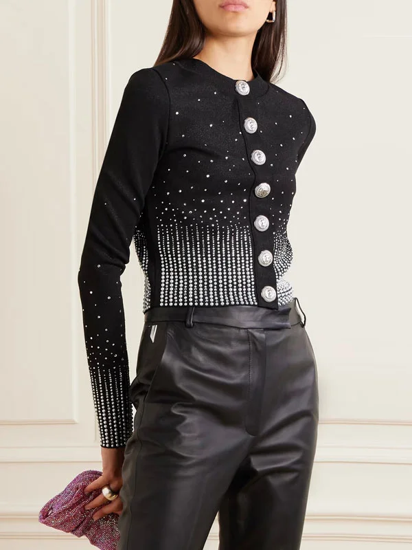 Crystal-embellished Knitted Cardigan