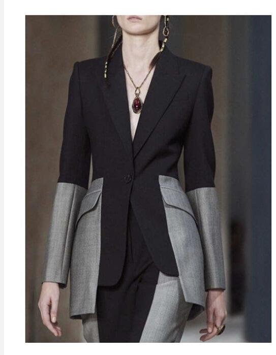 Fashion Runway Colorblock Long Sleeve Ladies Blazer SKUI65877 QueenFunky