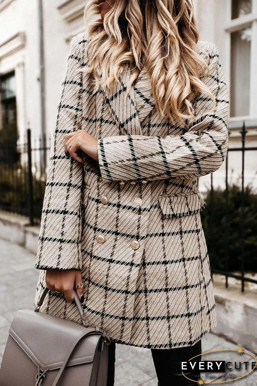 Fashion Street Plaid Turn-back Collar Outerwear(5 colors)