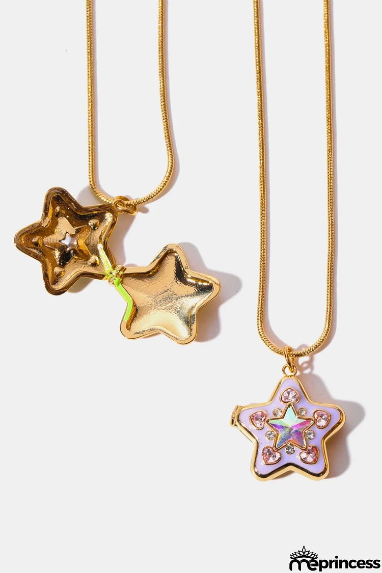 Rhinestone Decor Star Box Pendant Necklace