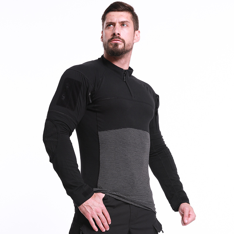 Camo Tactical Military Shirts Long Sleeve 1/4 Zipper Fit Combat Shirts Camo Tactical Military Shirts Long Sleeve 1/4 Zipper Fit Combat Shirts