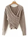 Irregular Clipping Jacquard Long Sleeves Sweater Tops