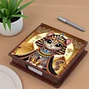 Wooden DIY Egyptian Cat Diamond Painting Kit Note Box with 160 Papers for Office