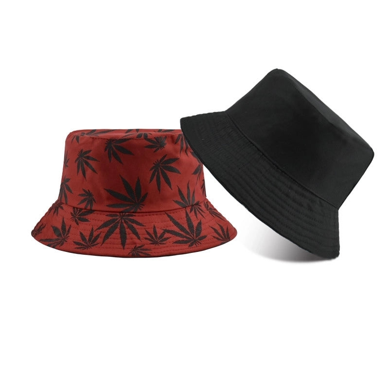 Unisex Minimalist Maple Leaf Printing Wide Eaves Bucket Hat