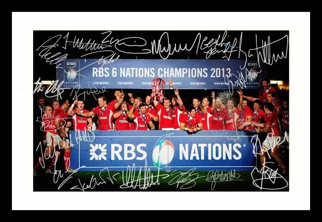 Wales 2013 Six Nations Champions Autograph Signed & Framed Photo Poster painting