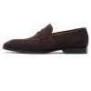 Handmade Mens Suede Leather Loafers Shoes Wedding