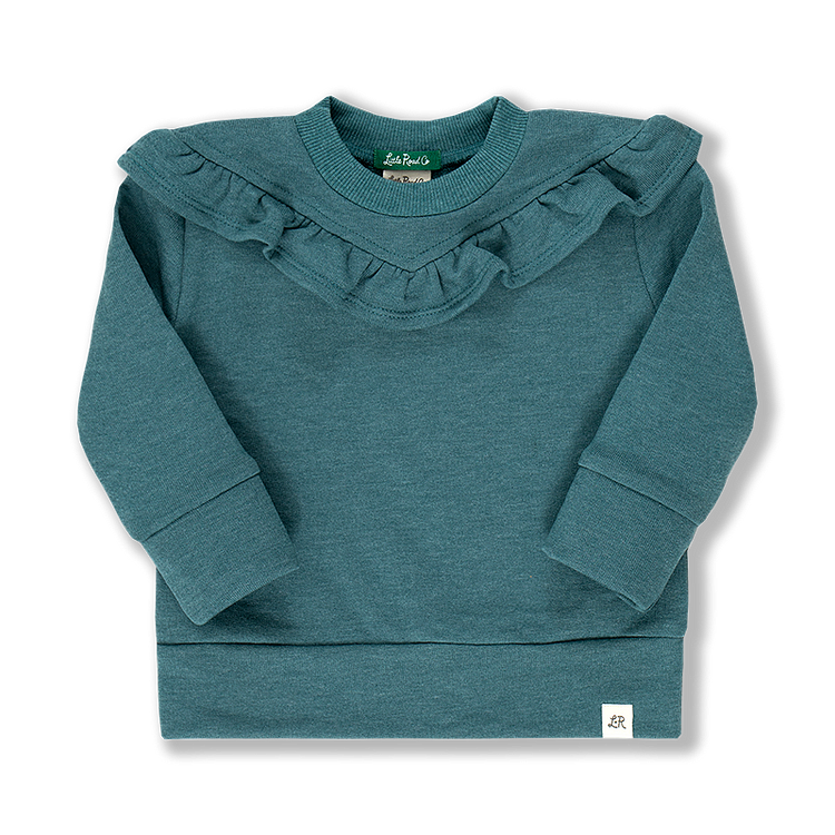 Peacock Ruffle Yoke Sweater