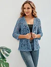 Elegant Floral Lace Cardigan - 3/4 Sleeve, Sheer, Open Front Design - Versatile for Casual or Evening Wear, Women's Fashion Top