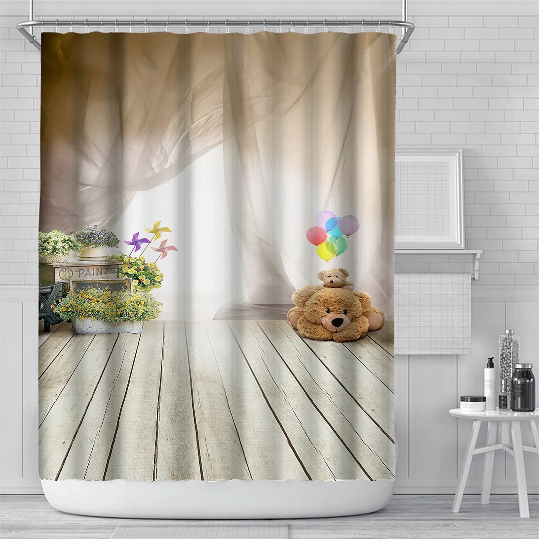 Vintage Library Books Photo Shower Curtain Magic Bookshelf Printing Bathroom Decor Curtains Set Waterproof Fabric With Hooks