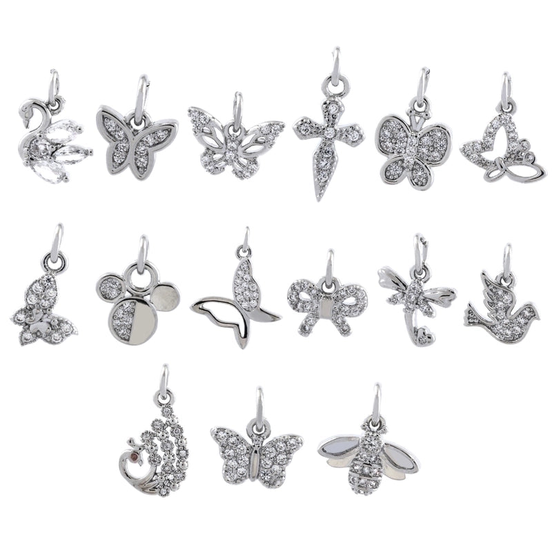 Elegant Minimalist Bee Dragonfly Butterfly Copper Plating Inlay Zircon 18k Gold Plated Charms