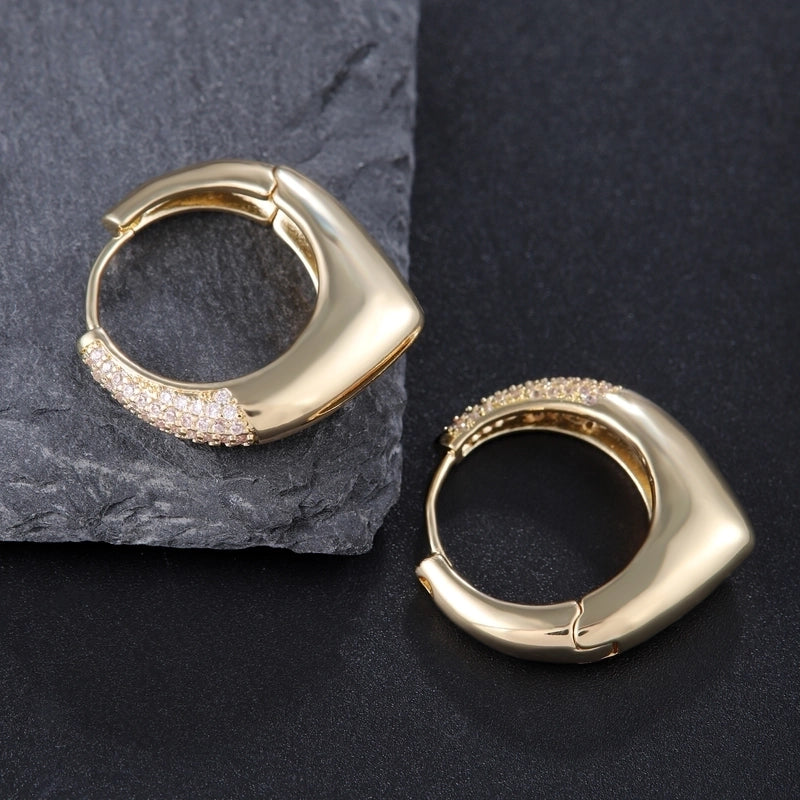 1 Pair Classic Style Round Plating Inlay Copper Zircon 18K Gold Plated Earrings