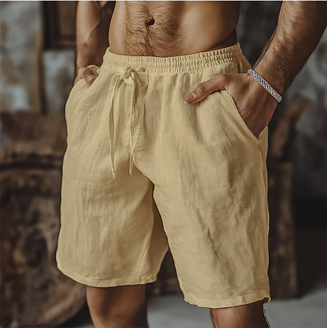  Men's Casual Drawstring Shorts with Side Pockets - Perfect for Summer Outings