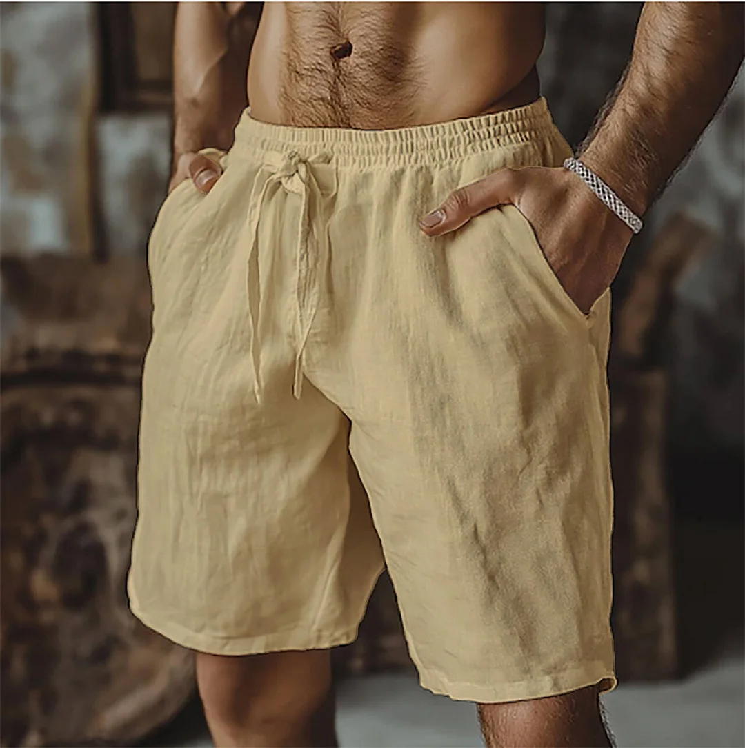 Men's Drawstring Linen Shorts-inspireuse