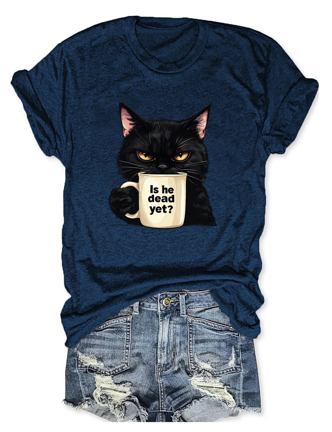 Is He Dead Yet Black Cat T-shirt