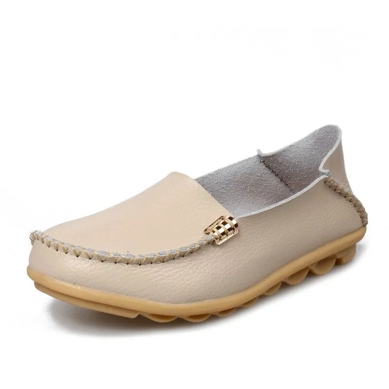Women Flats Shoes Slip On Genuine Leather Loafers For Women's Moccasins Loafers Flats Ladies Shoes Plus Size Sapato Feminino