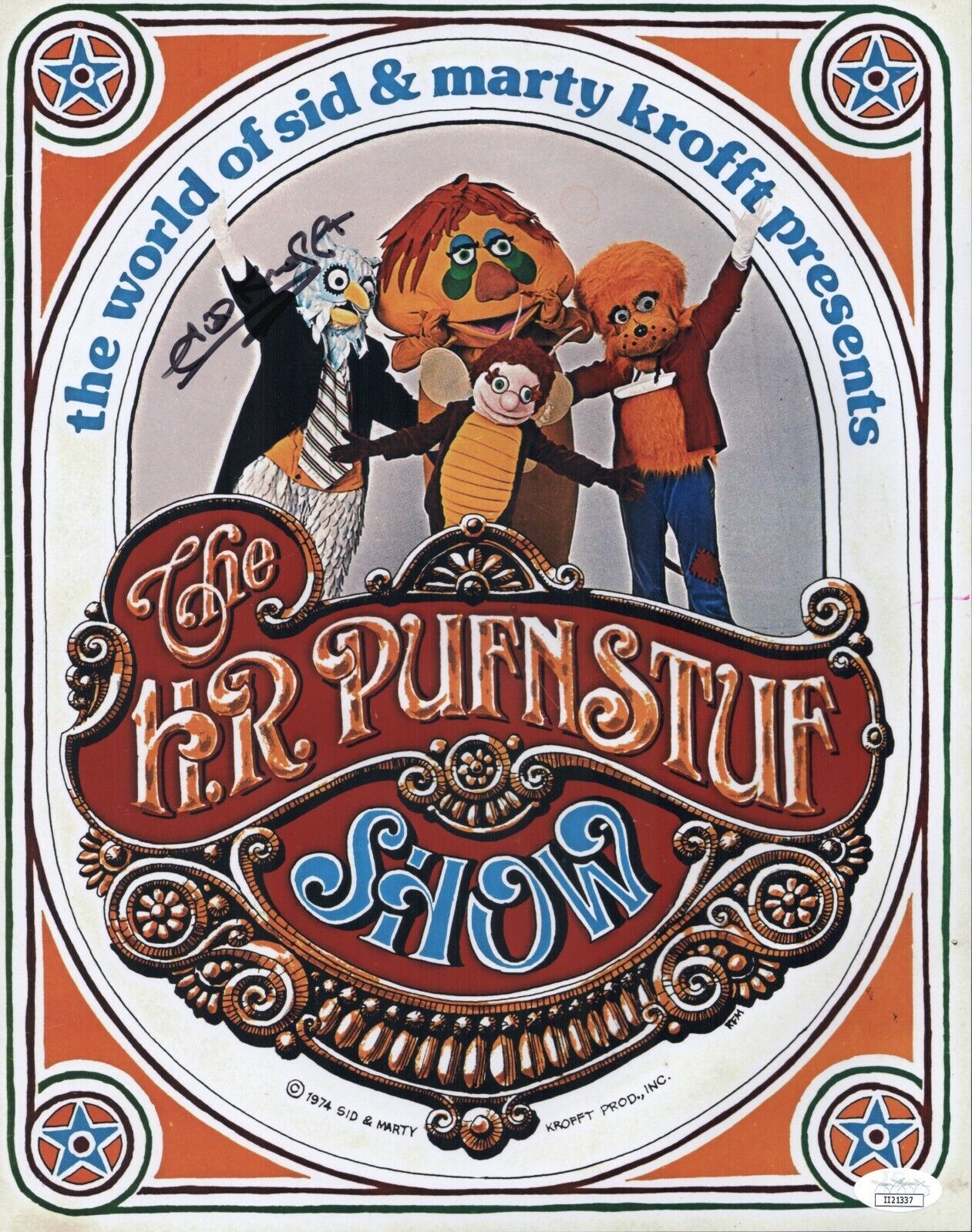 SID KROFFT Signed 11x14 H.R. PUFNSTUF Photo Poster painting In Person Autograph JSA COA Cert