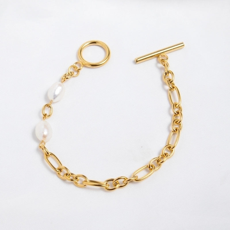 Elegant Minimalist Geometric 316L Stainless Steel  18K Gold Plated Bracelets In Bulk