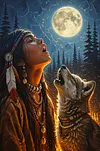 Luxury AB Velvet Diamond Painting Kit - Wolf and Girl