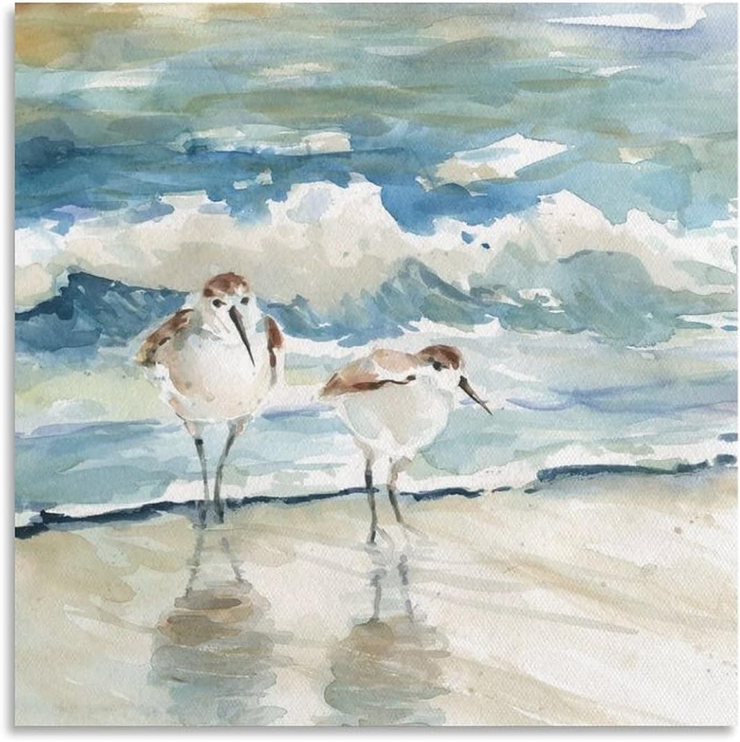 Dining Room Wall Art Beach Birds Wall Art Coastal Wall Art Seagull Watercolor Canvas Posters Prints Picture for Living Room Bedroom Office Kitchen Decor 16x16inch(40x40cm) Unframe-Style 16x16inch(40x40cm)