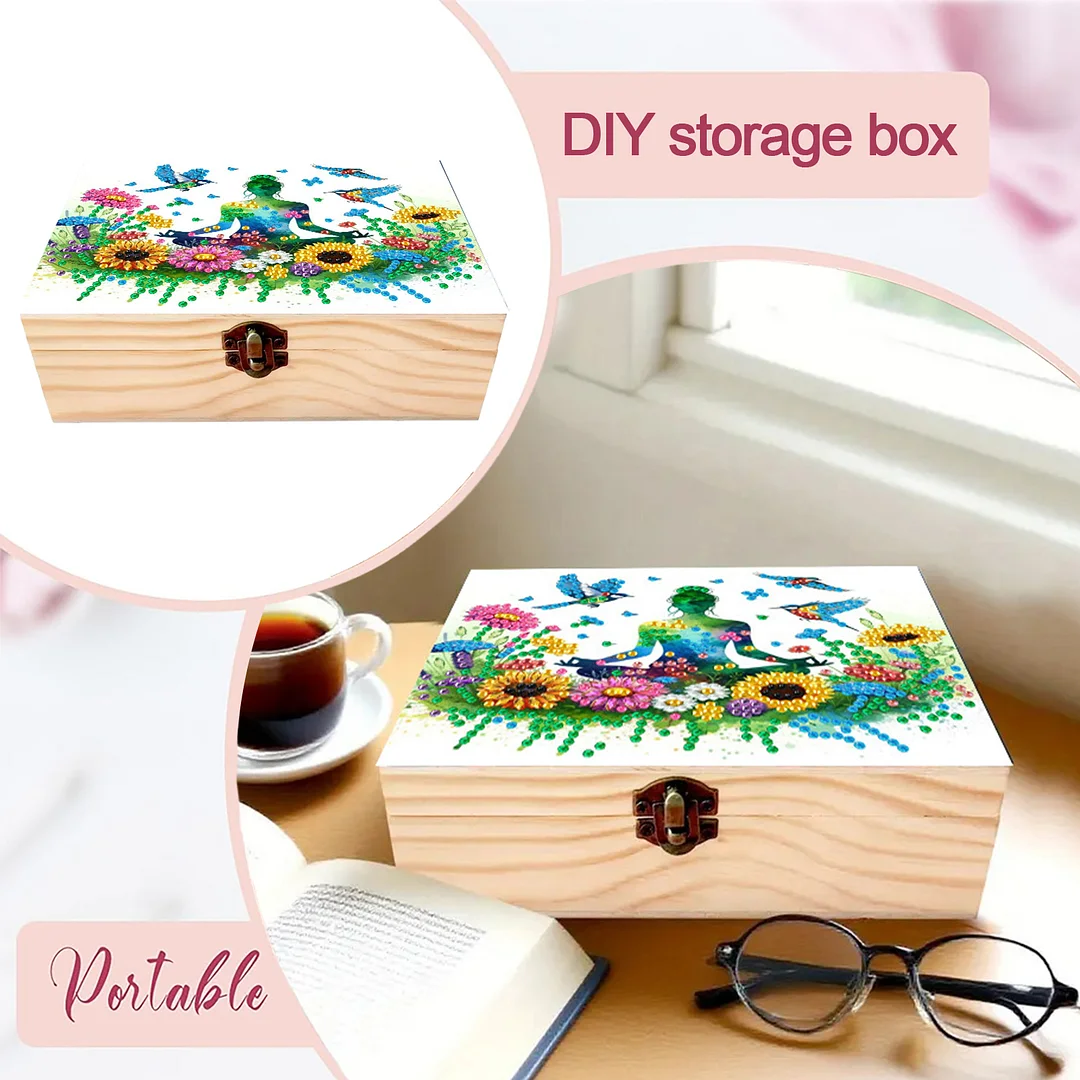 Mindful Sitting DIY Wooden 5D Diamond Art Diamond Art Storage Box for Adult Gift