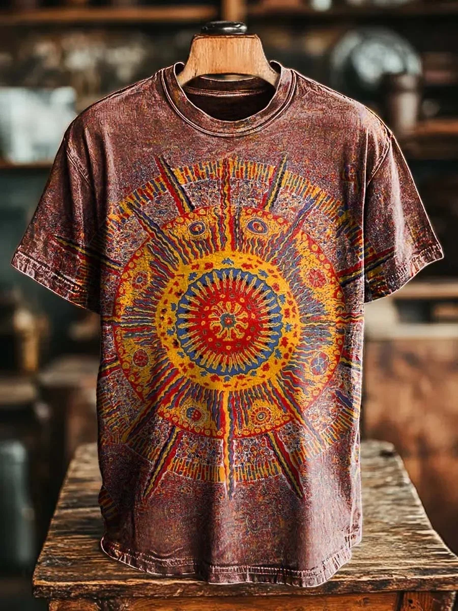 Eagerlys Retro Ethnic Mandala Totem Art Print T-shirt Eagerlys