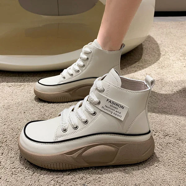 HUXM Vintage Thick Soled High Top Casual Boots