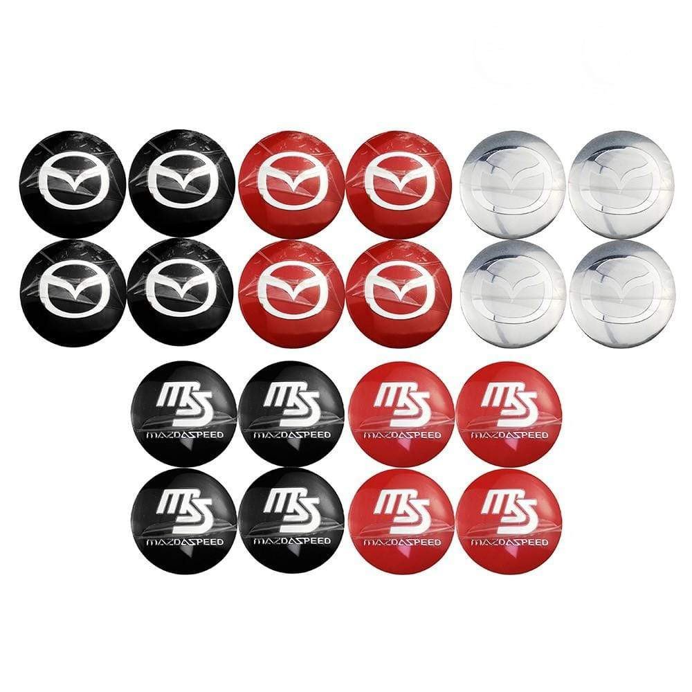 4PCS 56mm MS Mazda Speed Car Wheel Center Hub Cap Sticker Auto Tire Emblem Badge Decal voiturehub dxncar