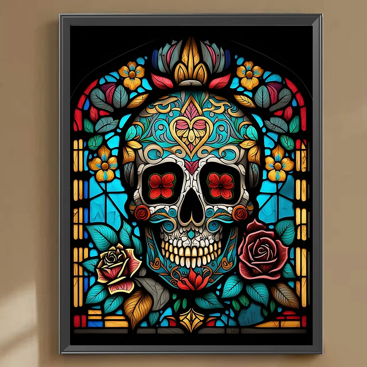 Skull Stained Glass Paint By Numbers - NumPaints - Paint by numbers