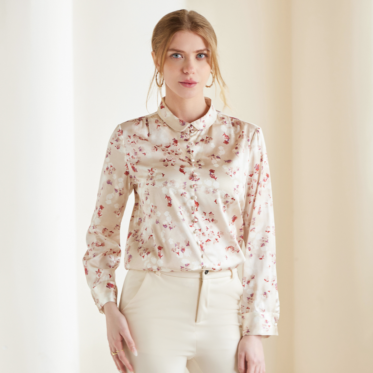 Silk Blouse With Sleeves Classy Office Style REAL SILK LIFE