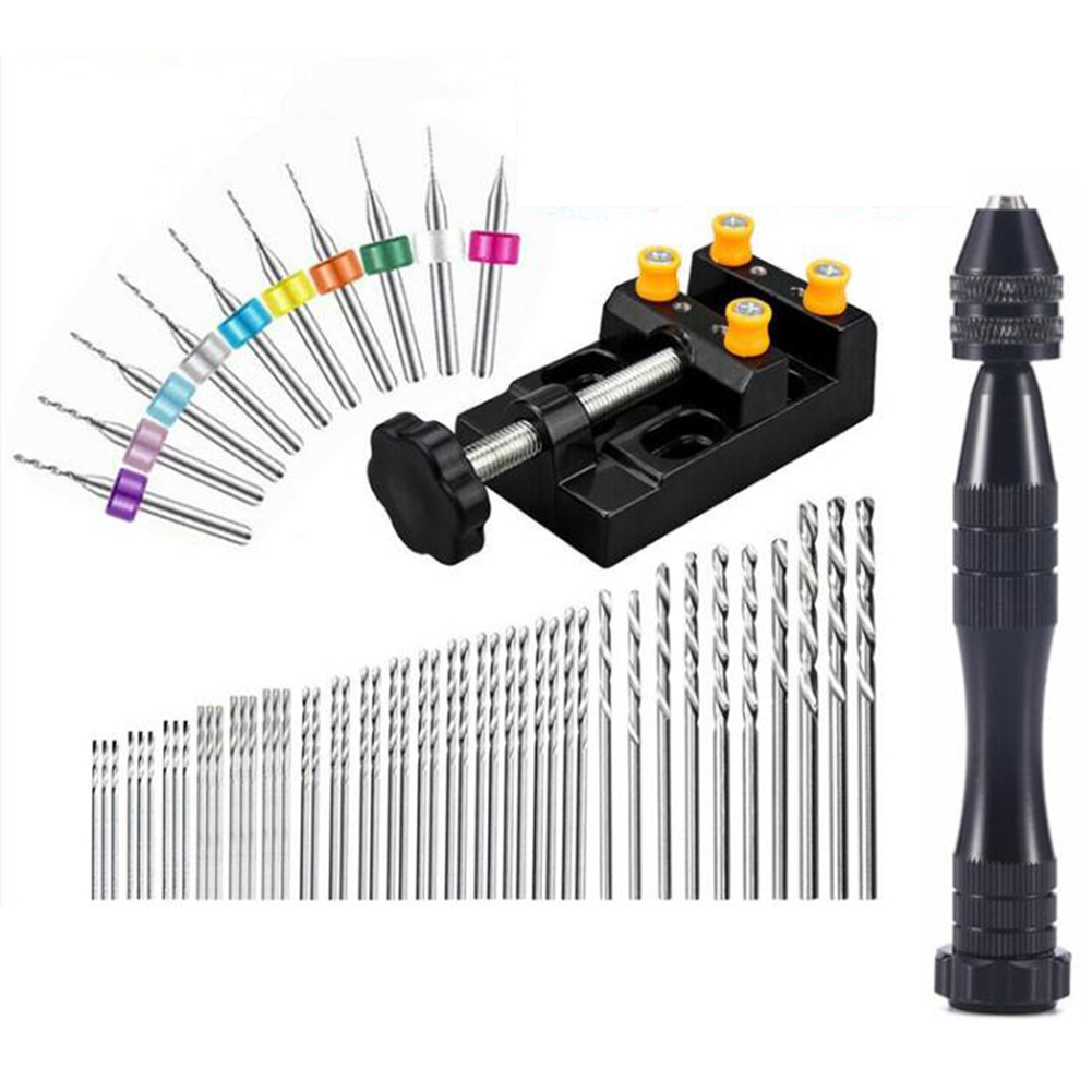 

60pcs Manual Twist Drill Bit Set Mini Micro Hand Drill with PCB Bits Vise, 501 Original