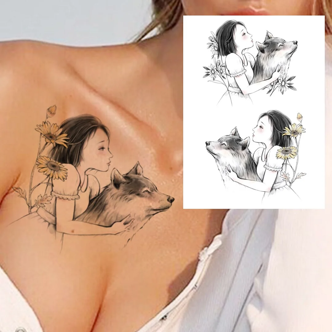 Sdrawing Butterfly Flower Temporary Tattoos For Women Girls Lace Feather Geometry Tattoo Sticker Fake Rose Sexy Tatoos Decor