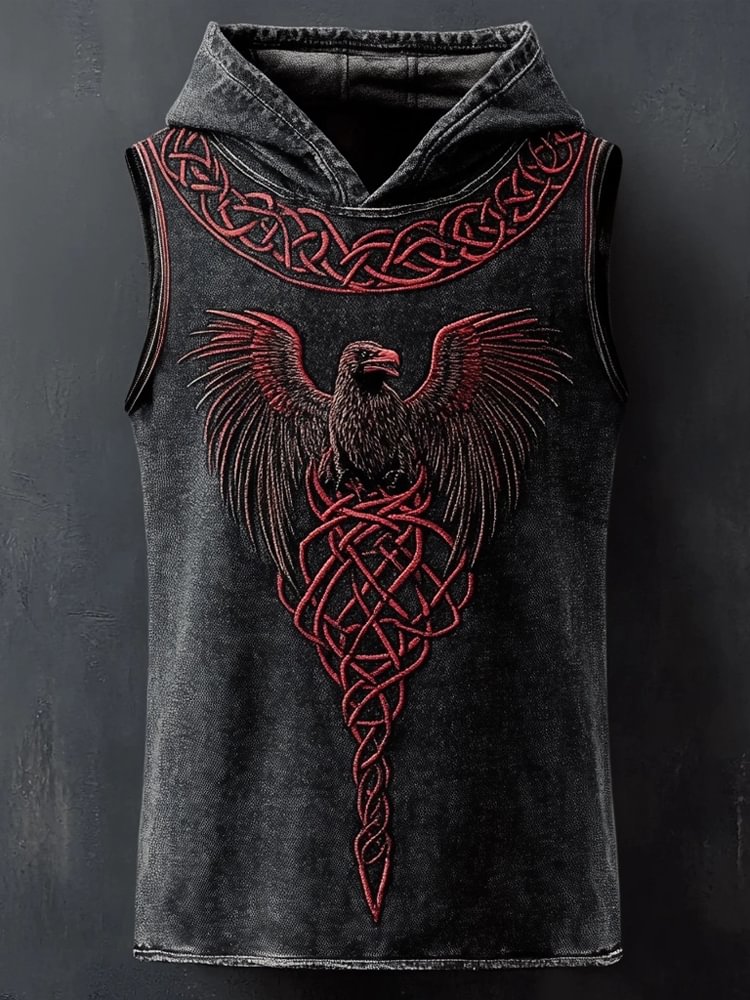 Men's Viking Eagle Retro Celtic Sleeveless Hoodie / Rvogue / Rvogue