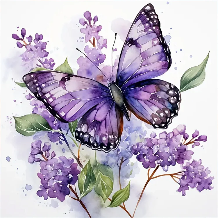 Full Round Diamond Painting - Lavender Butterfly 30*30CM