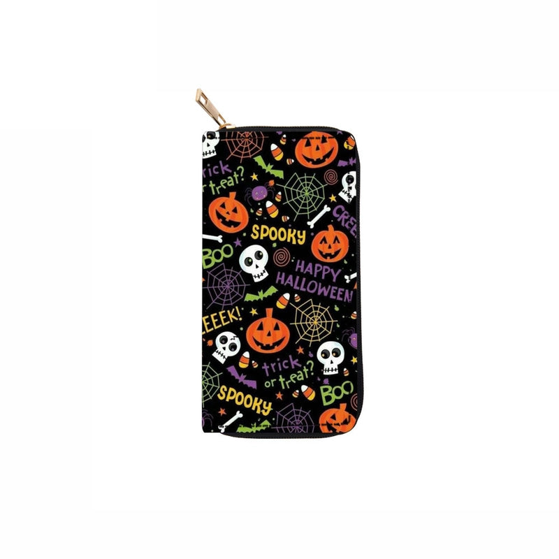 Unisex Printing Skull Pu Leather Zipper Wallets