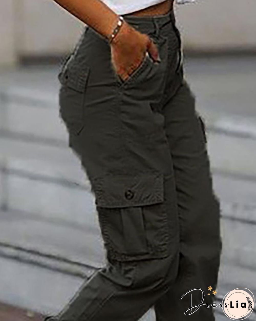 Plain Pockets Design Cargo Pants P14012