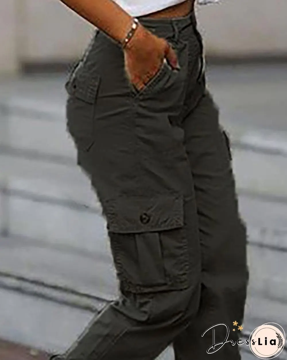 Plain Pockets Design Cargo Pants P14012
