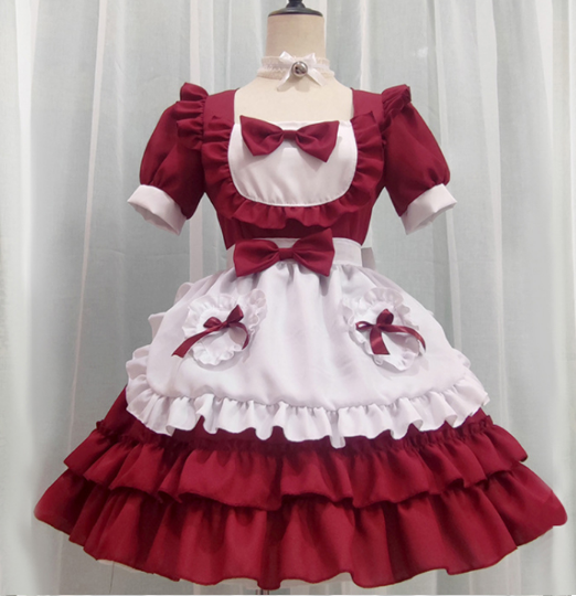 Pink/Blue/Red Japanese Kawaii Lolita Maid Dress SP17023