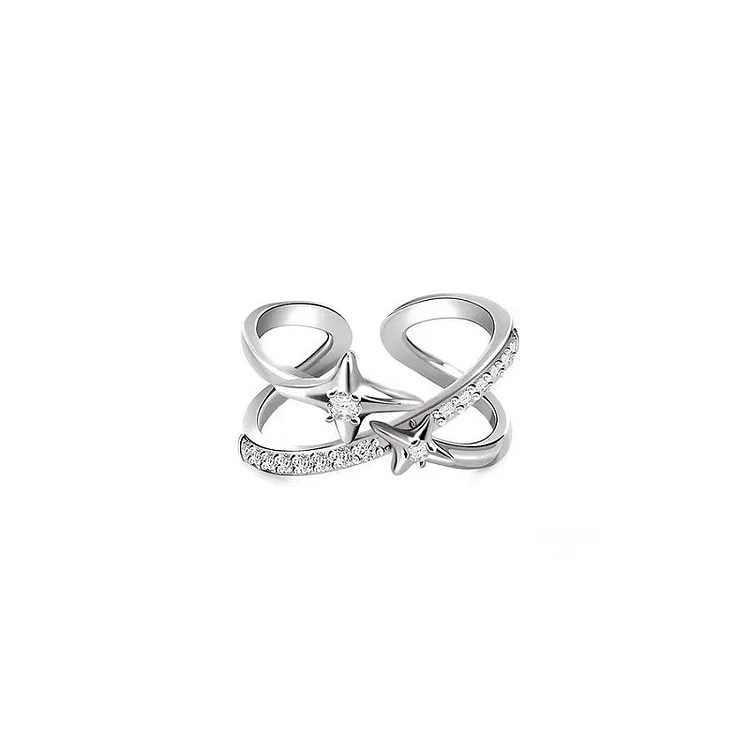 Double Layer Zircon Mang Star Open Ring