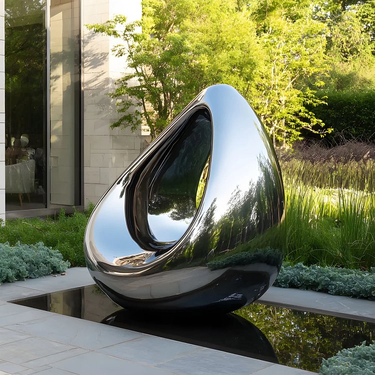 Elegant Polished Stainless Steel Abstract Sculpture Contemporary Outdoor Metal Art for Luxury Gardens and Modern Spaces