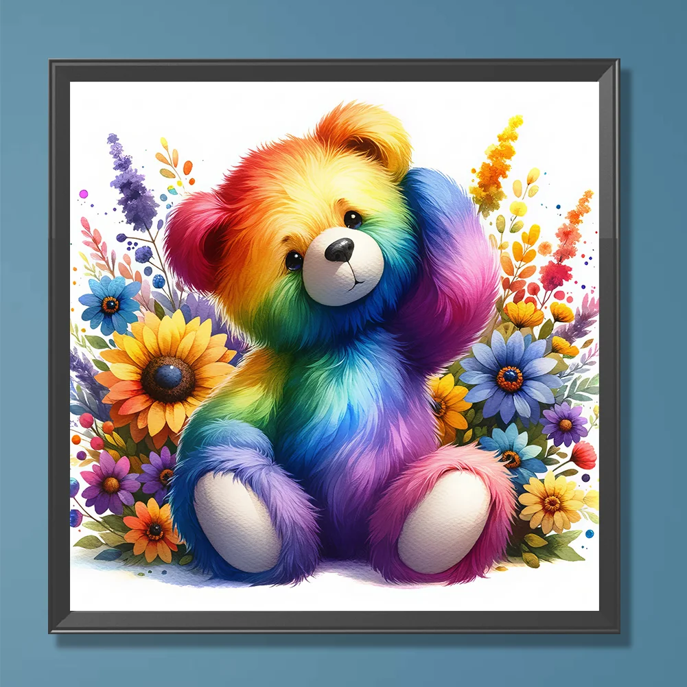 Diamond Painting - Full Round Drill - Rainbow Bear(Canvas|30*30cm)