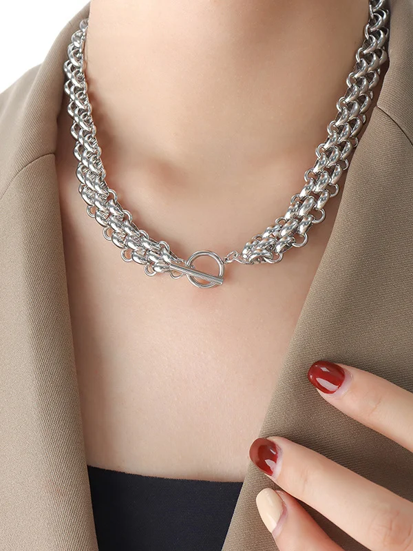 Chains Solid Color Dainty Necklace Necklaces Accessories