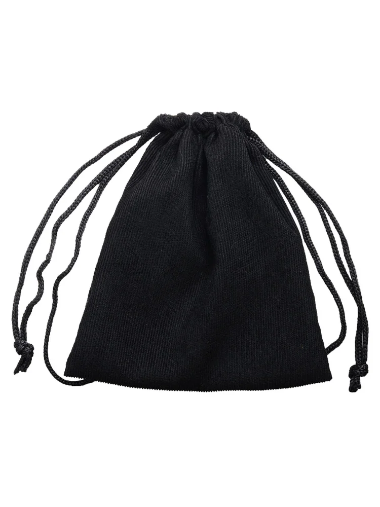 Women Mini Corduroy Crossbody Bag Shoulder Drawstring Phone Purse (Black)