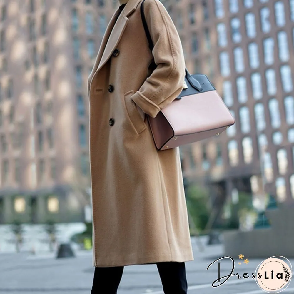 Double-breasted Double-sided Cashmere Coat Women's Long Wool Casual Coat