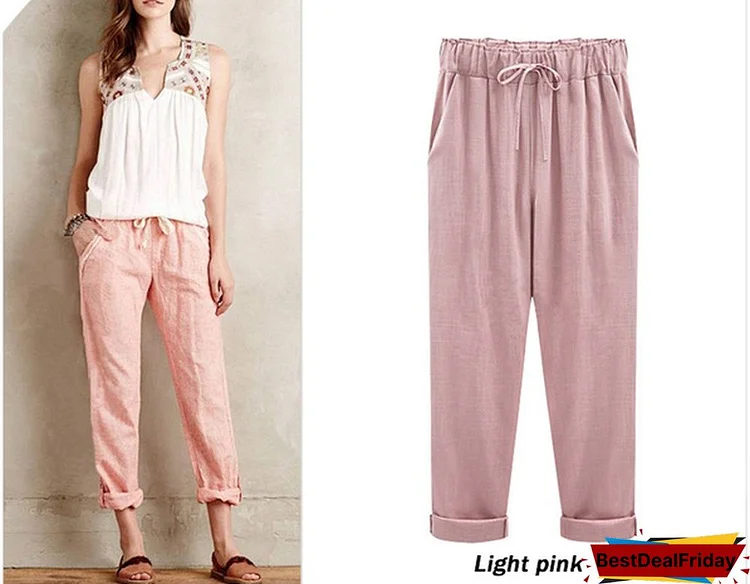 Women's Fashion New Drawstring Pants Loose Casual Long Pants Solid Color Trousers