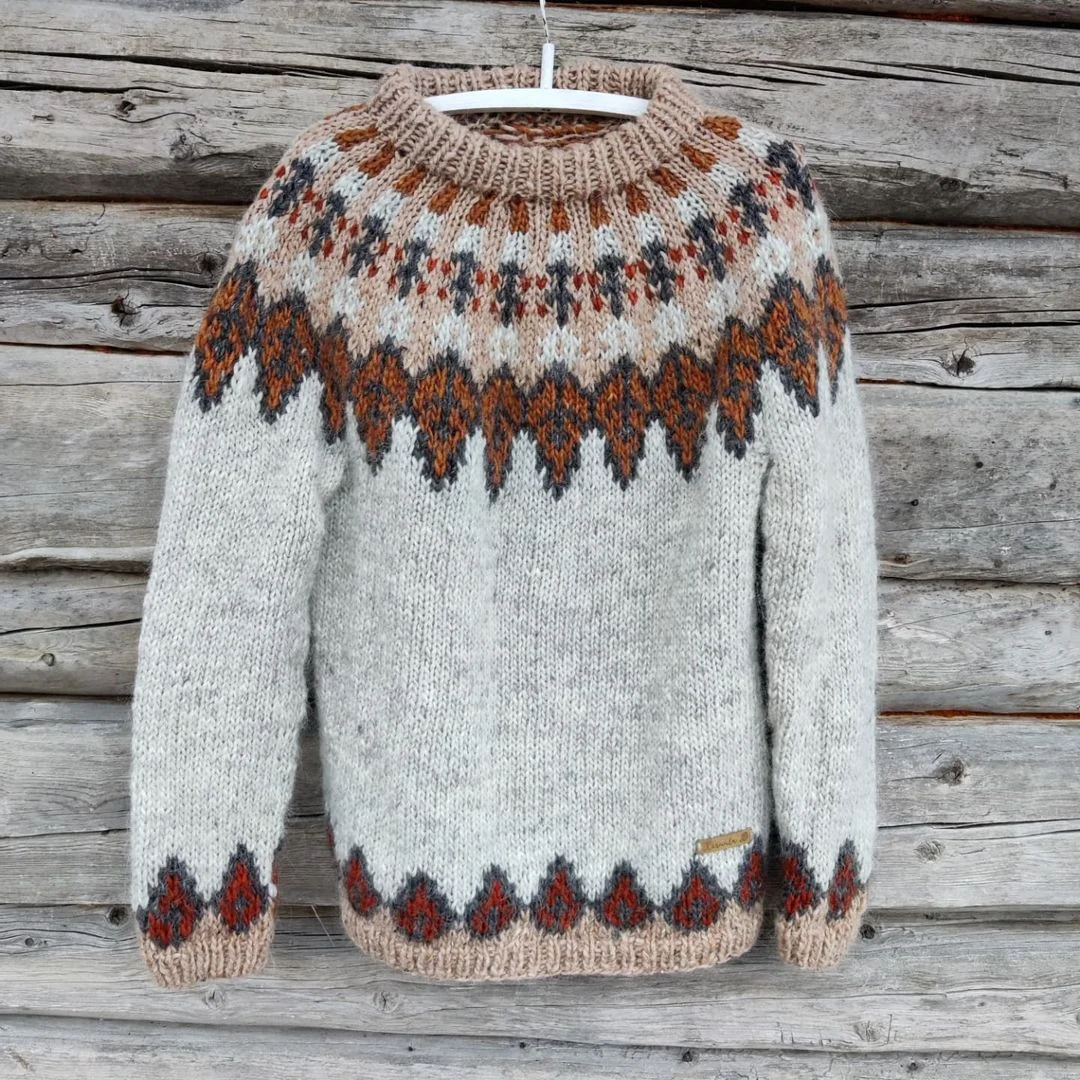 Vingate Fallen Leaves Iceland Jacquard Knitted Pullover Sweater